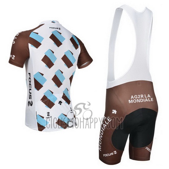 Ag2rla Cycling Jersey Bib Short 2014 Short Sleeve Marron